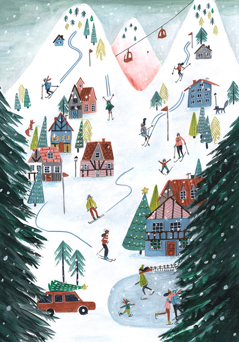 Nordic Skiing in the mountains at Christmas Plakat - Posterbox