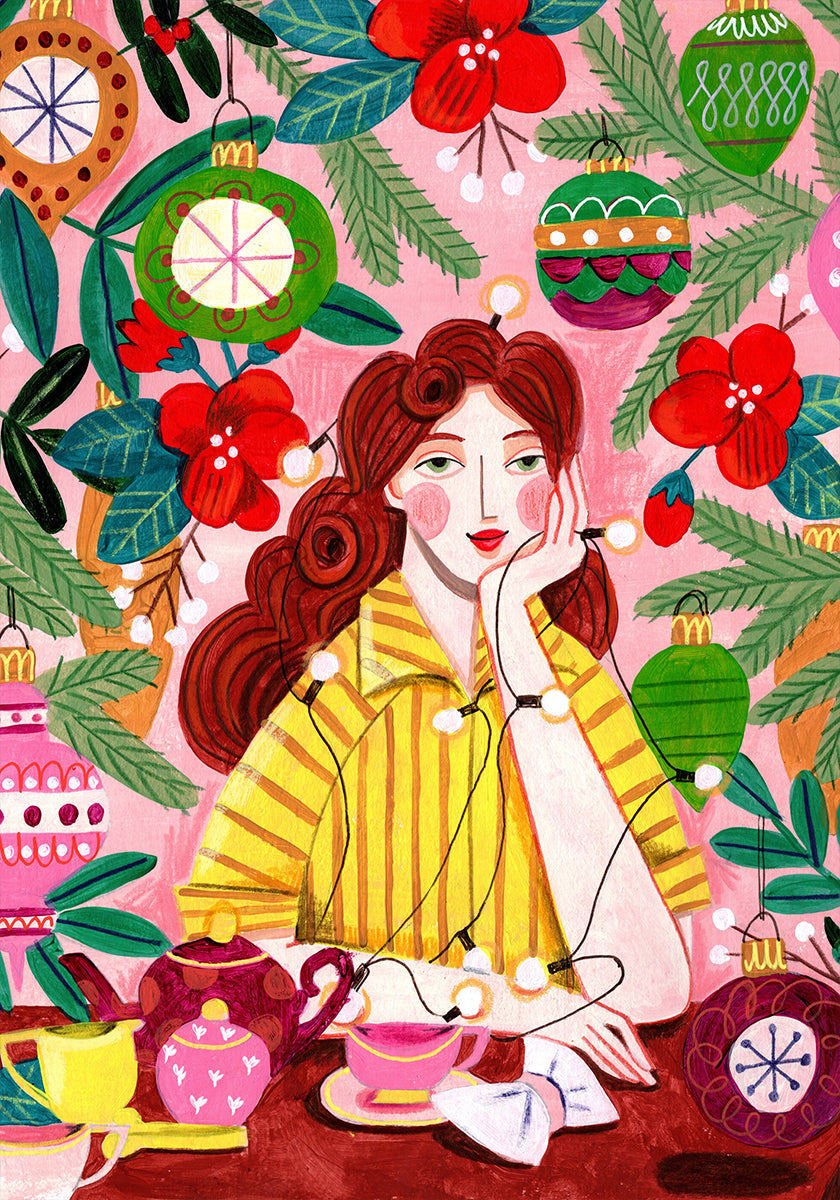 Retro Christmas Woman Plakat - Posterbox