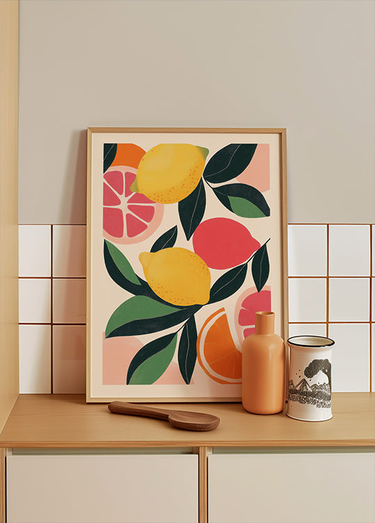 Citrus Fruit Illustration Plakat - Posterbox