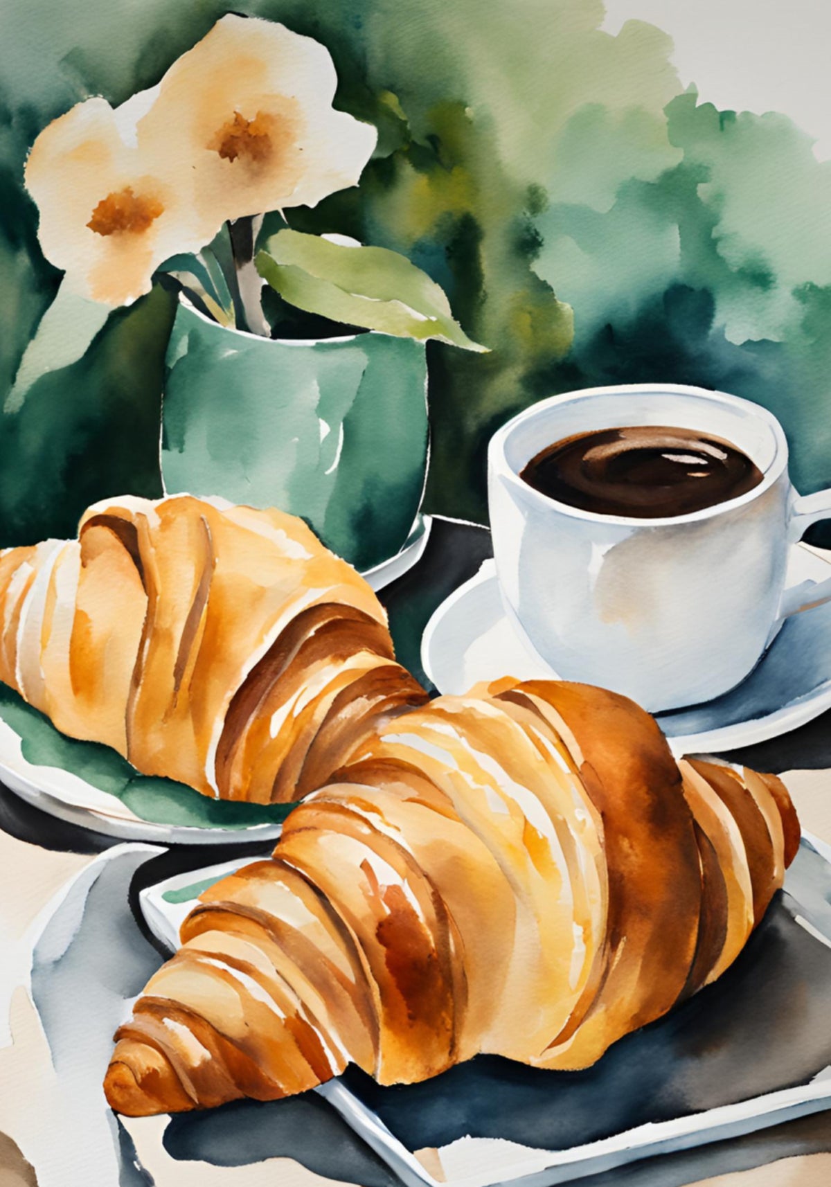 Frische Croissants und Kaffee