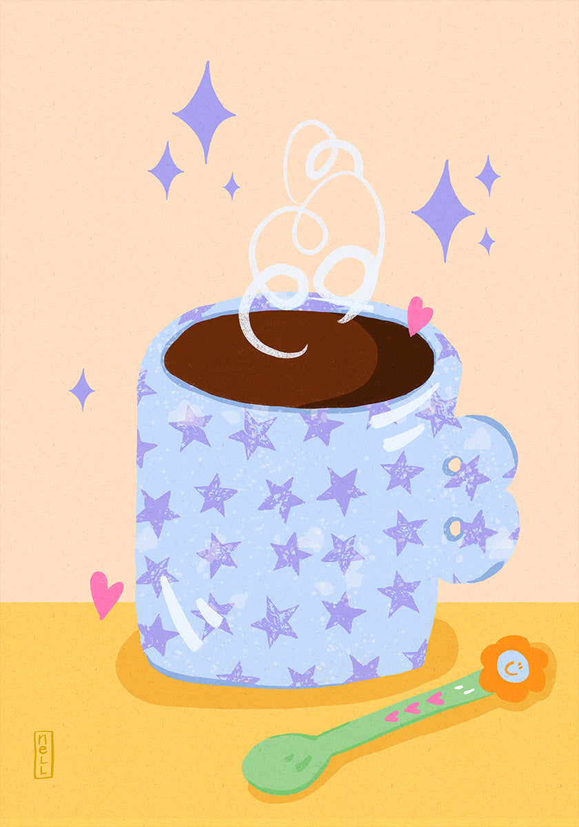 Coffee Time Retro Illustration Plakat - Posterbox