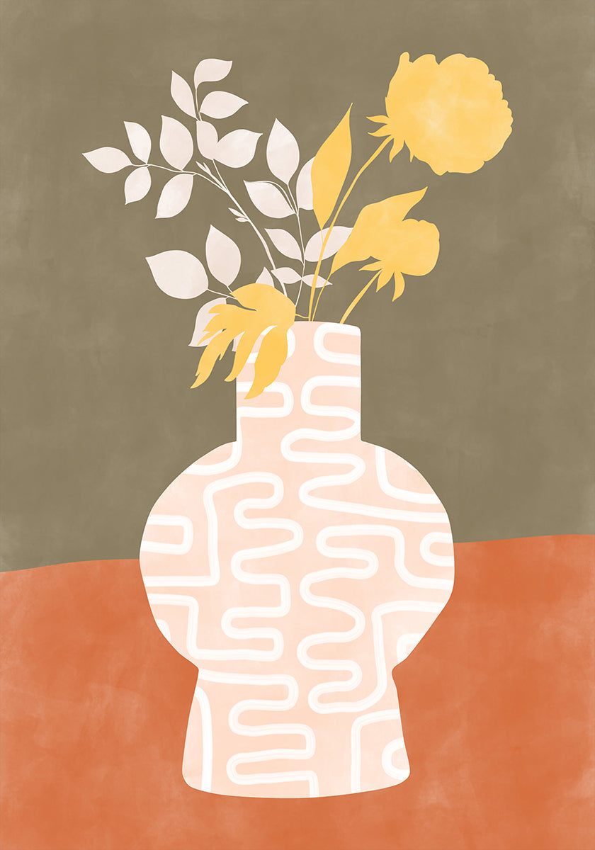 Stylized Vase With White Patterns Plakat - Posterbox