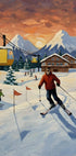 Skiing at sunset Plakat - Posterbox