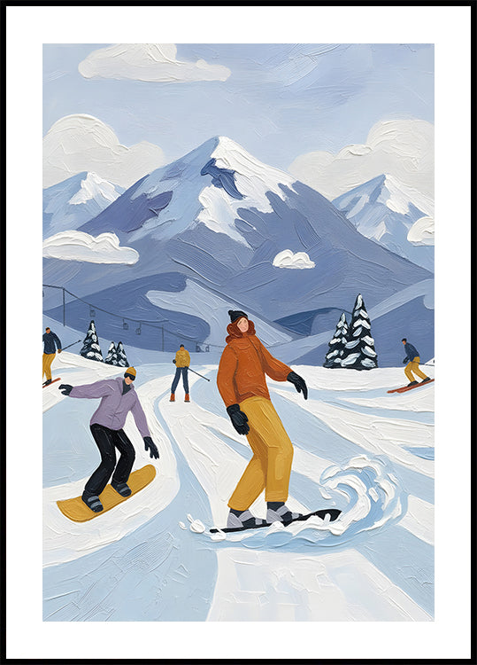 Skiing with friends Plakat - Posterbox