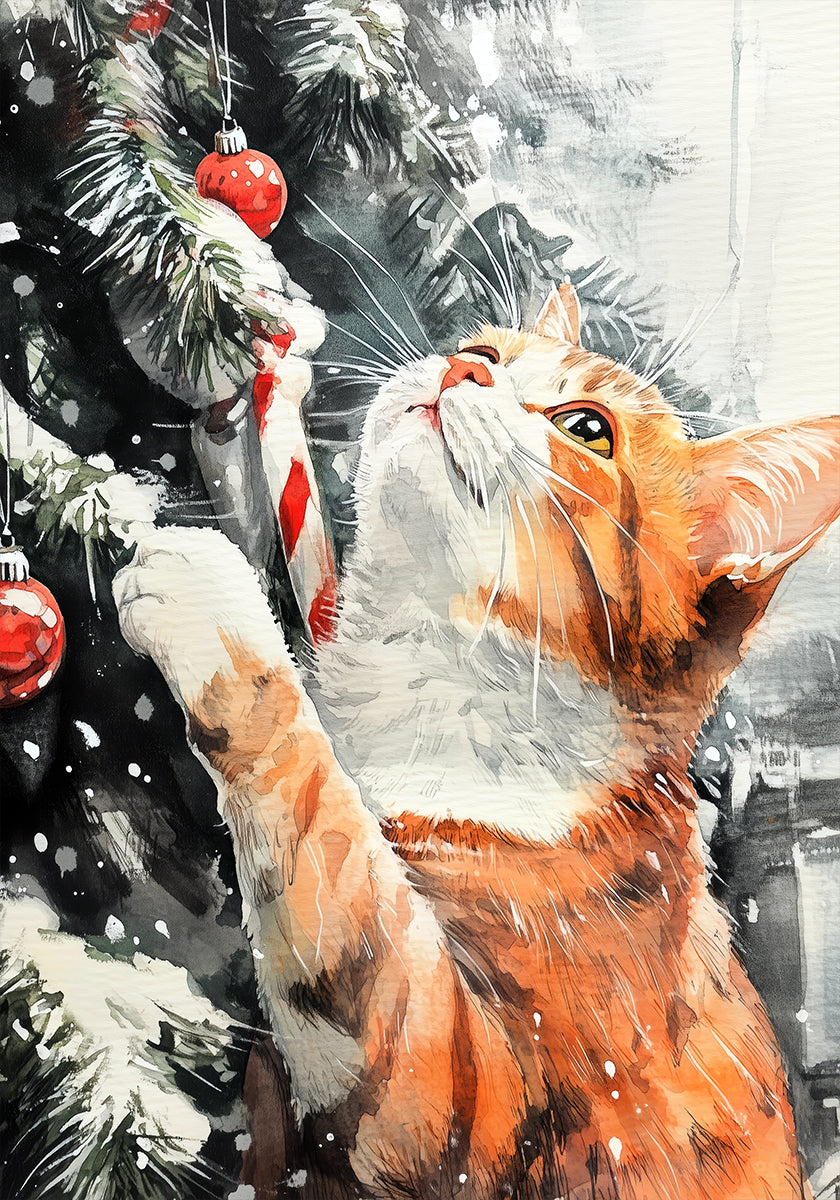 Cats Love the Christmas Tree Plakat - Posterbox