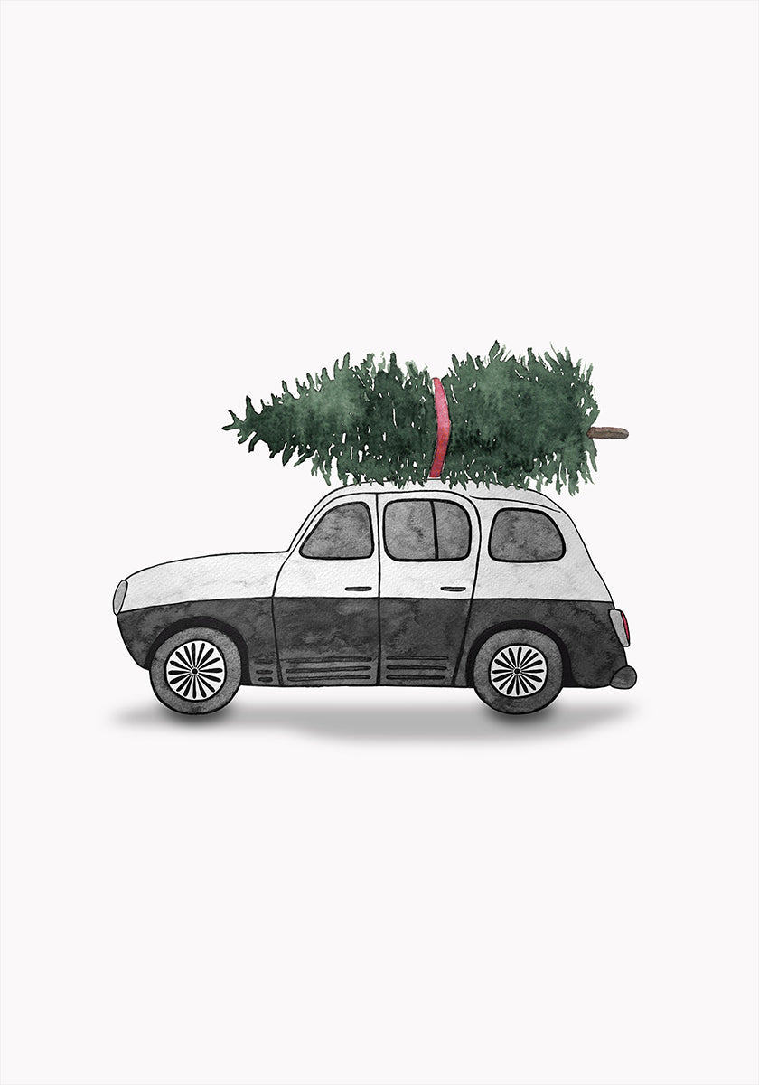 Poster 60x90 Juniqe  0002 Weihnachtsauto Schwarz Plakat - Posterbox