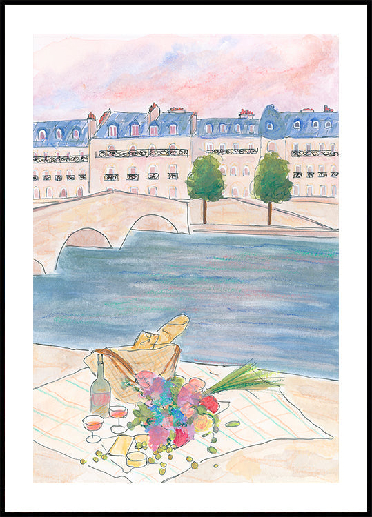 Paris Picnic At the Seine - Posterbox