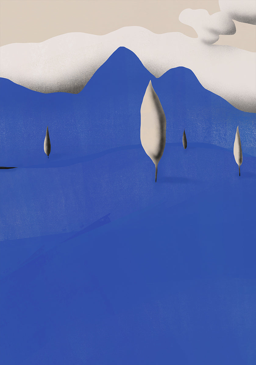 Surreal Landscapes With Blue Mountains Plakat - Posterbox