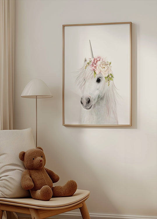Floral Unicorn Plakat - Posterbox