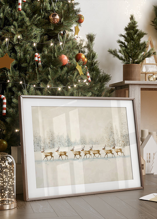 Winter Wonderland: Reindeer Procession Plakat - Posterbox