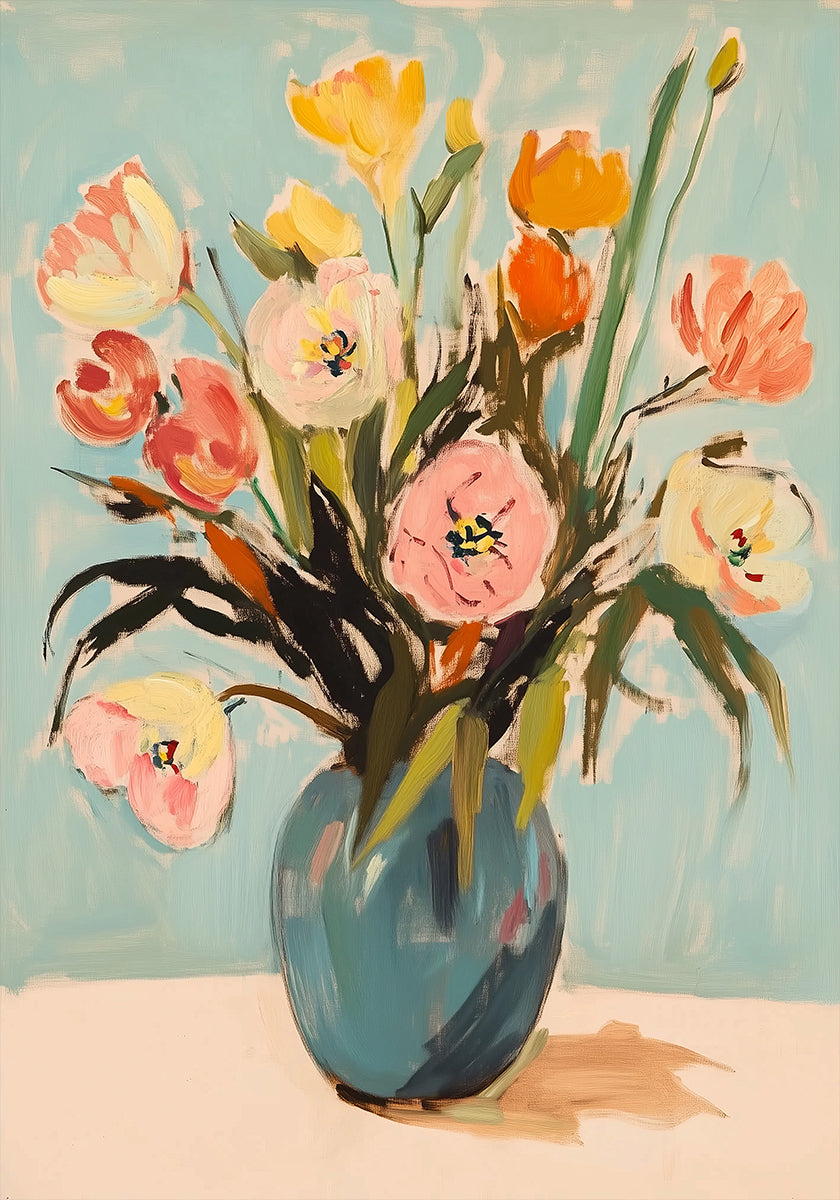 Colorful Flowers in Vase Plakat - Posterbox