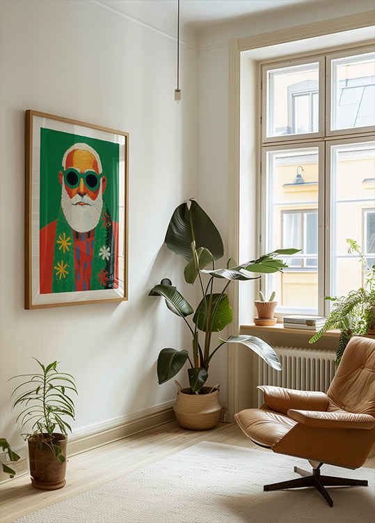 Poster im sonnigen Weihnachtsmann-Stil