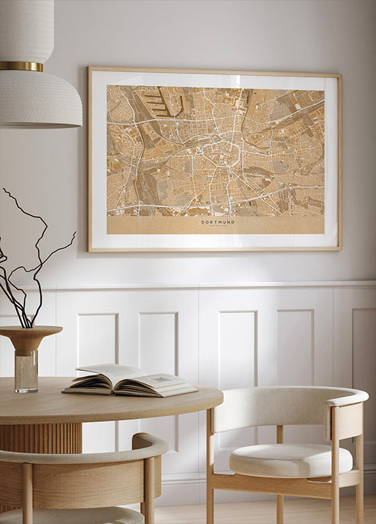 Sepia-Vintage-Karte von Dortmund, Deutschland, Poster