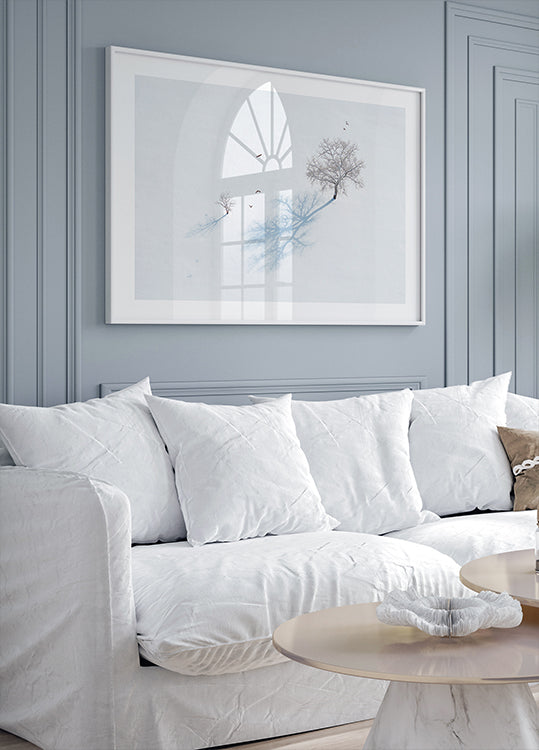 Schatten von Bäumen und Vögeln Poster