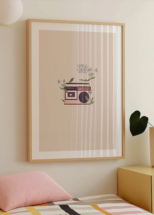 Vintage-Radio-Poster mit Blumenmuster