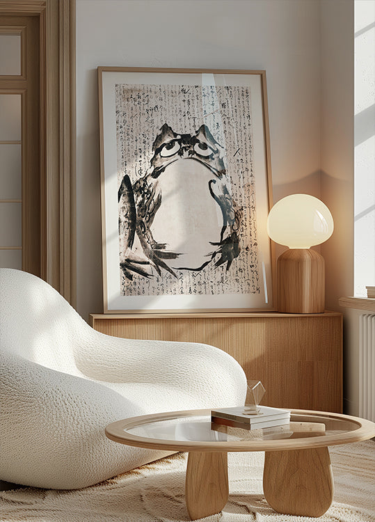 Japanischer Frosch (spätes 18. 19. Jahrhundert), Vintage-Poster mit Tinte und Farbe auf Papier