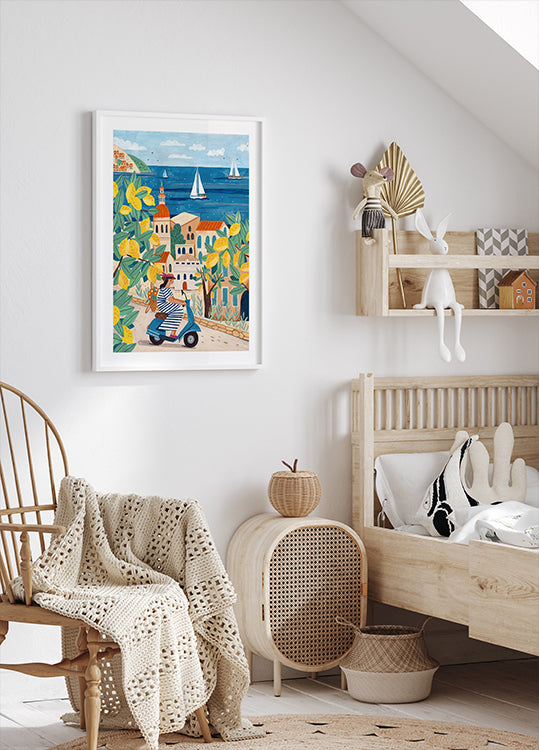 Reisefrau an der Amalfiküste, Italien Poster