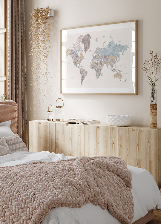 Mahler hochdetaillierte Weltkarte mit Städten (NEU)