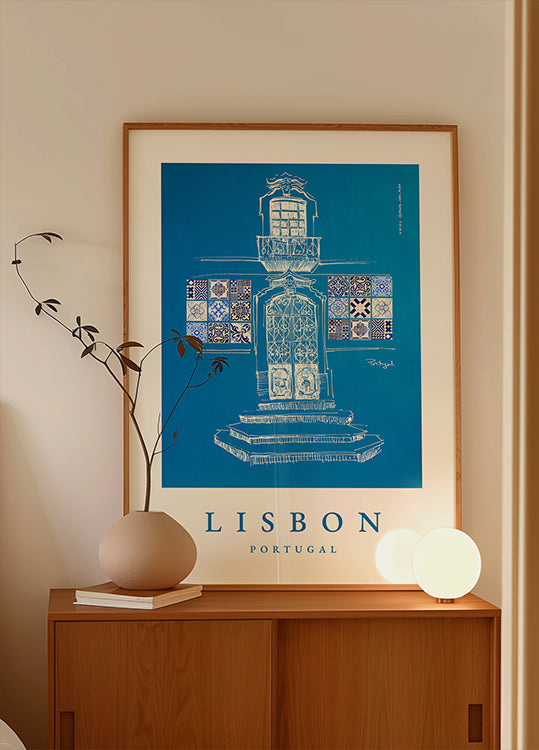 Lissabon-Poster mit Fenstern, Türen und Mustern