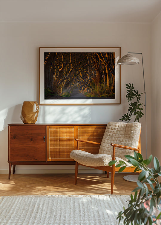 Die dunklen Hecken in der Morgensonne