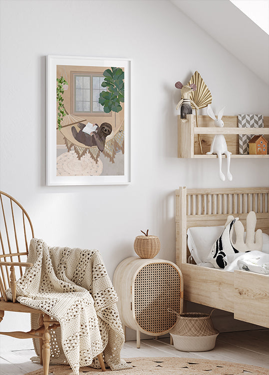 Faules Faultier in der Hängematte Poster