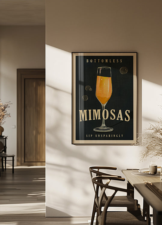 Bodenloses Mimosas-Art-Deco-Cocktailbar-Kunstplakat