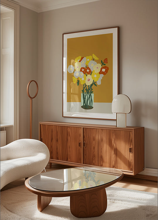 Poster „Vase mit Blumen“.