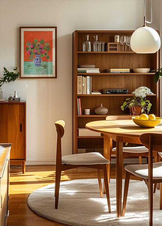 Poster mit Kleeblättern und rosa Blüten