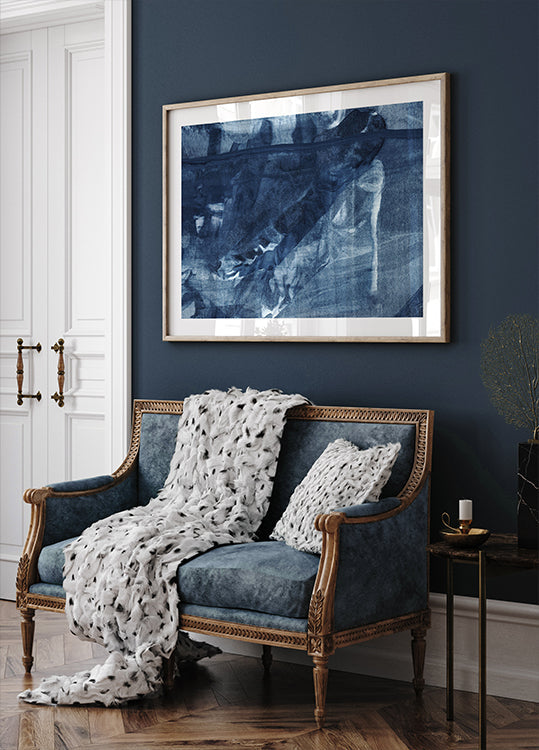 Blue Texture Flowing Vertical Lines Plakat - Posterbox