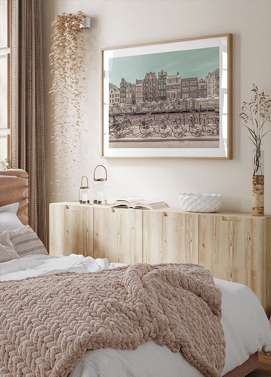 AMSTERDAM Singel Canal with Flower Market | urban vintage style Plakat