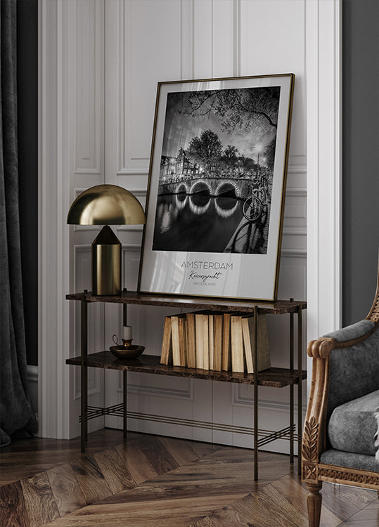 In focus: AMSTERDAM Idyllic nightscape from Keizersgracht Plakat - Posterbox