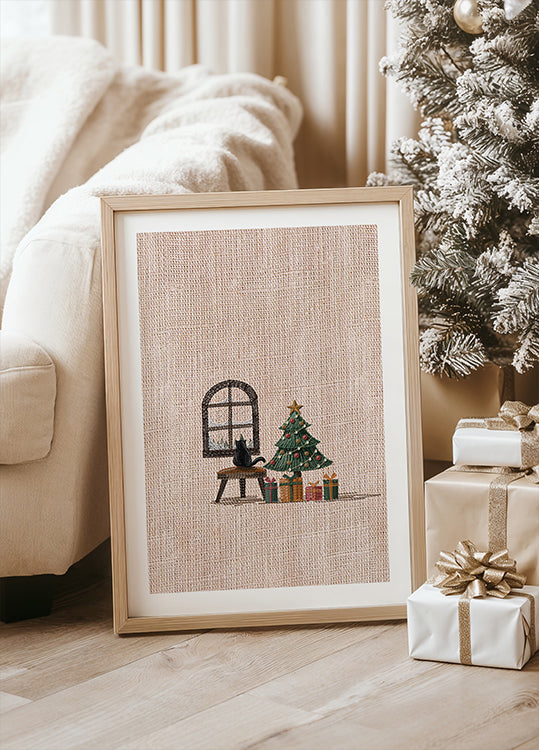 Poster Katze im gemütlichen Zimmer