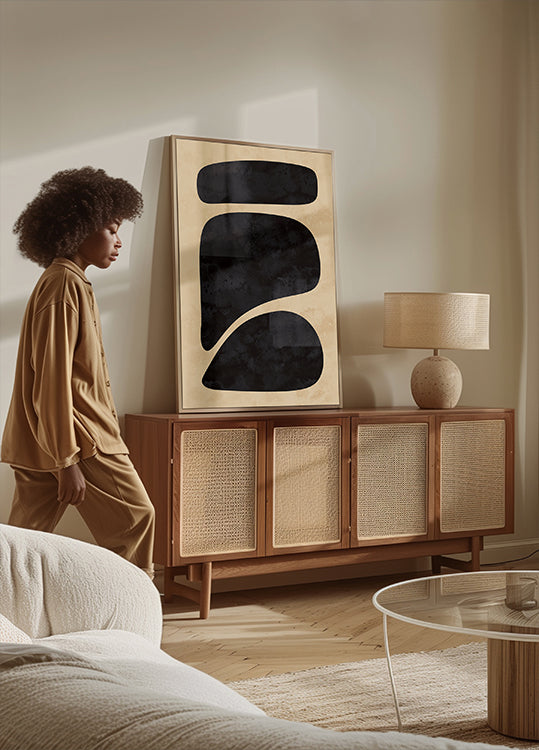 Minimales Poster mit schwarzen Formen