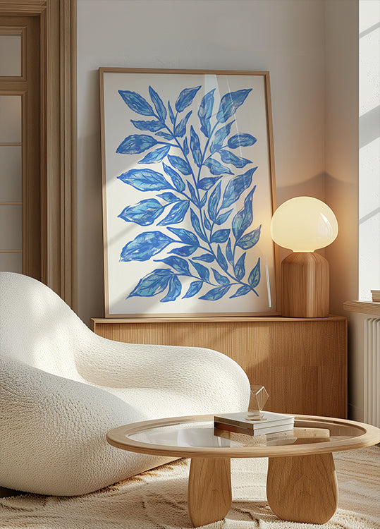 Botanical Illustration Of Blue Leaves Plakat - Posterbox