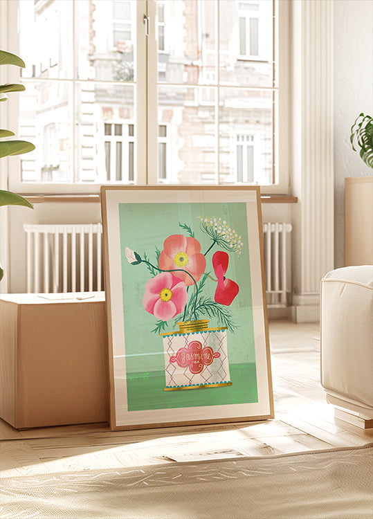 Mohnblumen im Jasmintee-Poster