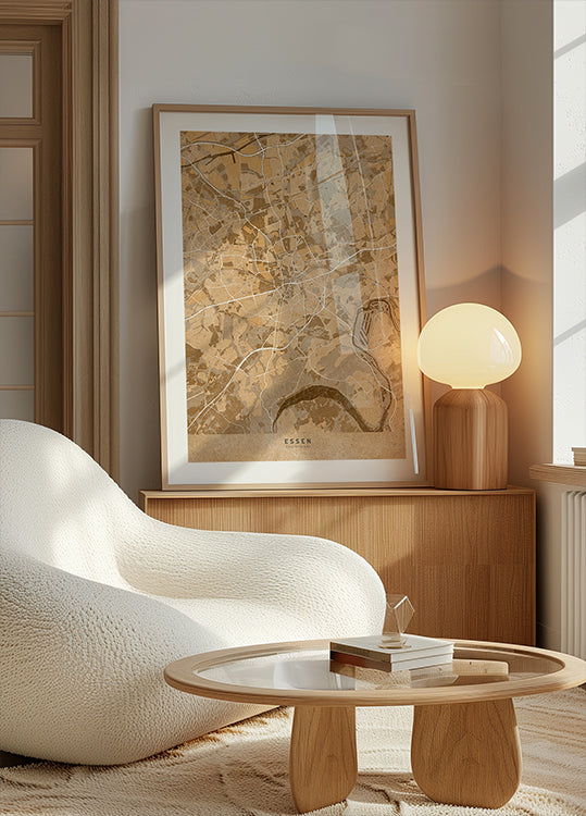 Sepia-Vintage-Karte der Frankfurter Innenstadt (NEU)