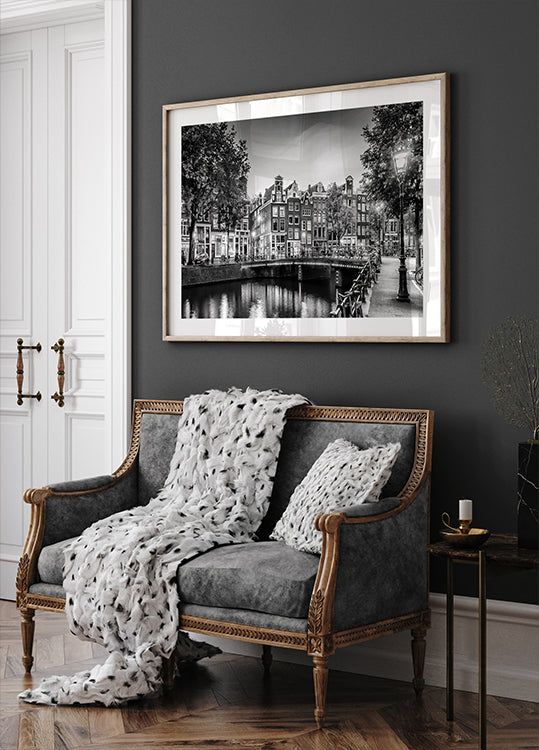 AMSTERDAM Idyllic impression from Singel - Monochrome Plakat - Posterbox