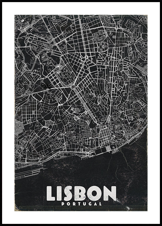 Lisbon Portugal Vintage Travel Map Plakat - Posterbox