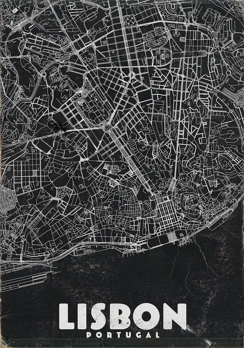Lisbon Portugal Vintage Travel Map Plakat - Posterbox