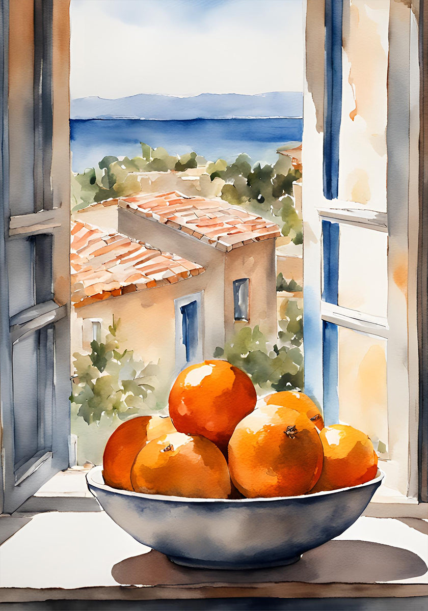Orangenschale im Fenster Plakat - Posterbox