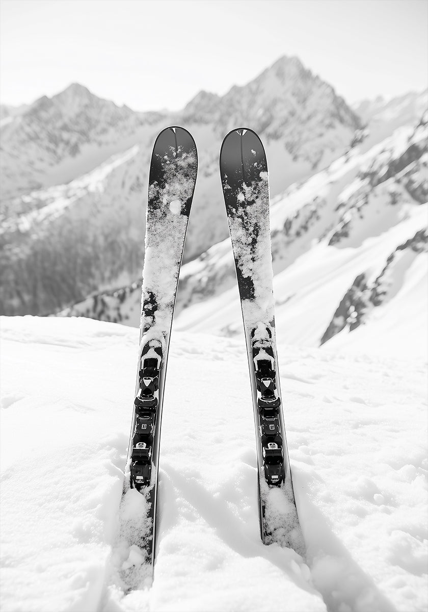 Ski Snow Alps Black and White Plakat - Posterbox