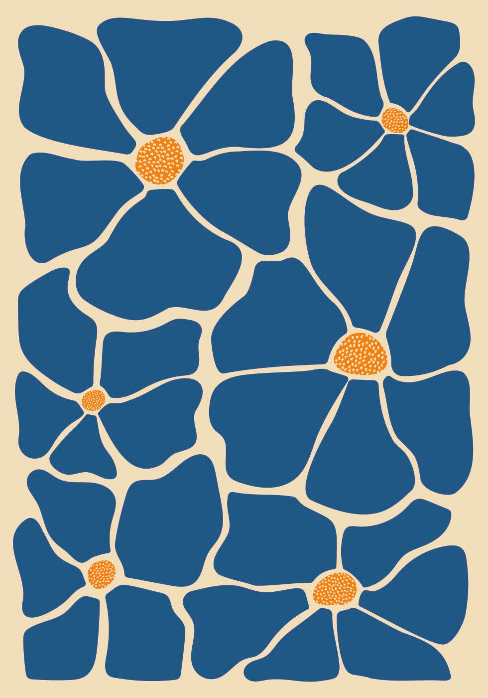 Abstract Blue Floral Plakat - Posterbox.dk