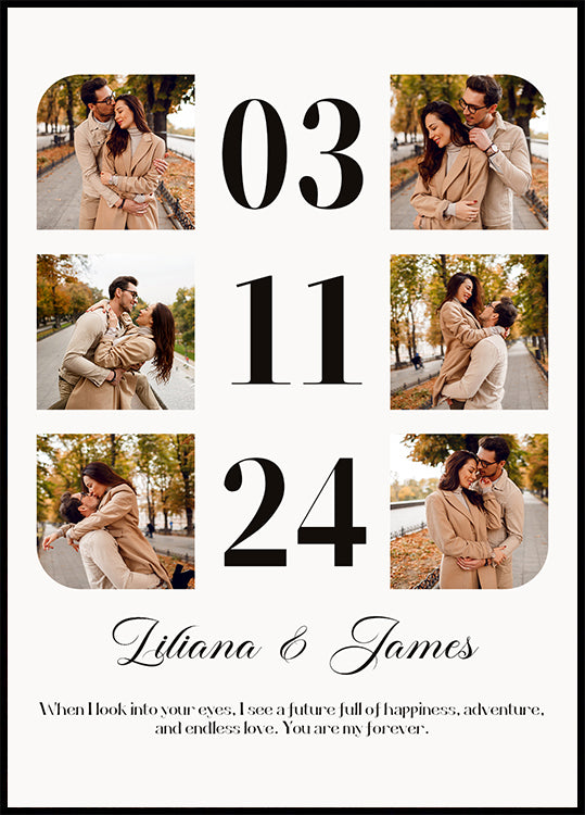 Anniversary Date Personalized Photo Collage Plakat - Posterbox