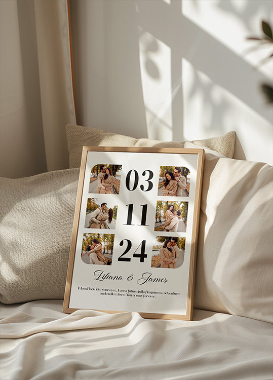 Anniversary Date Personalized Photo Collage Plakat - Posterbox