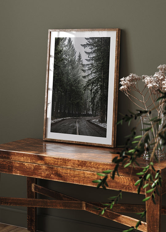 Forest Road in Winter Plakat - Posterbox.dk