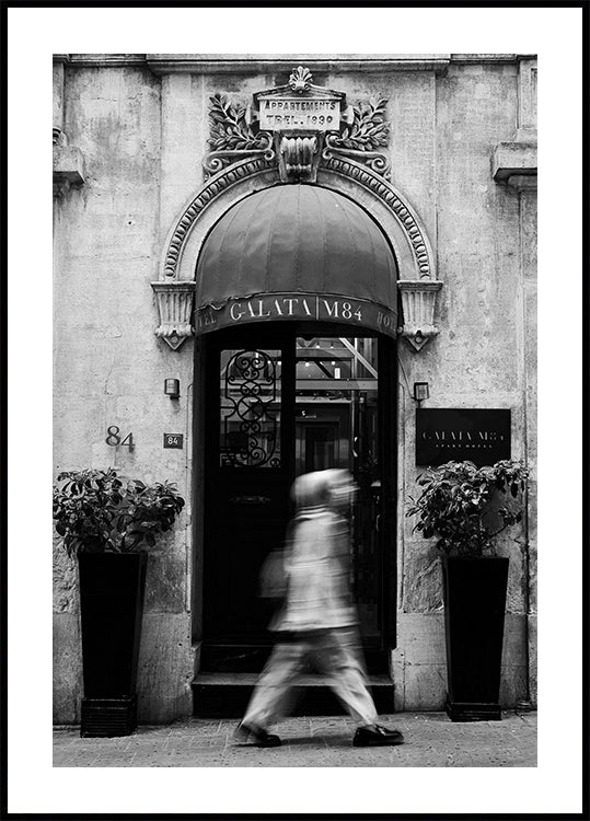 Historic Hotel Entrance Black & White Plakat - Posterbox