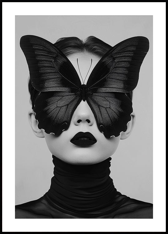 Lady with Black Butterfly Mask Plakat - Posterbox.dk