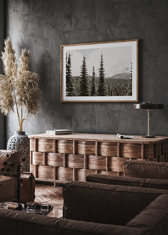 Majestic Fir Trees in the Mountains Plakat - Posterbox.dk