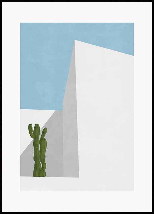 Minimal Desert View, Cactus and Geometry Plakat - Posterbox