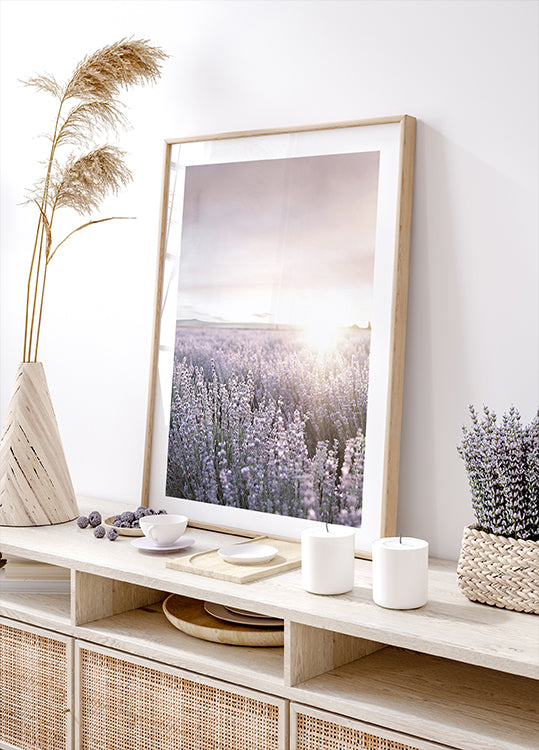 Sunset Over Lavender Fields Plakat - Posterbox.dk